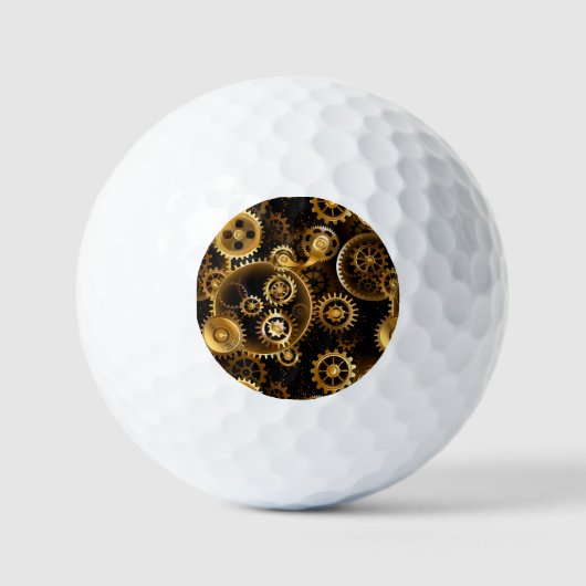 Naadloze Steampunk Brass Gears Golfballen (Voorkant)