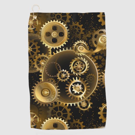 Naadloze Steampunk Brass Gears Golfhanddoek (Voorkant)
