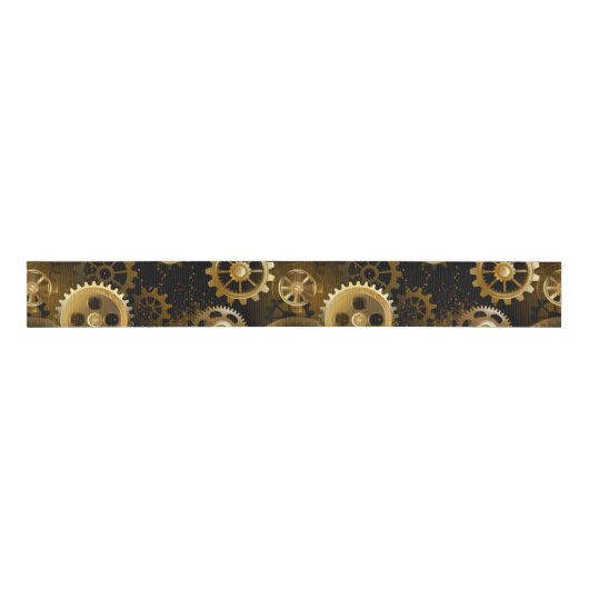 Naadloze Steampunk Brass Gears Grosgrain Lint (Voorkant)
