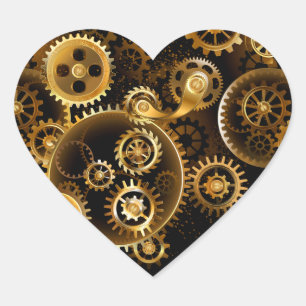 Naadloze Steampunk Brass Gears Hart Sticker