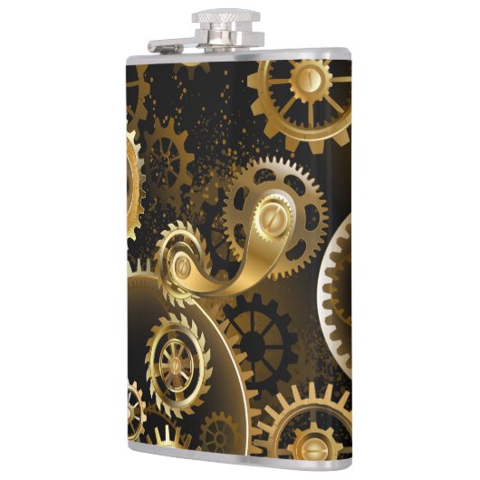 Naadloze Steampunk Brass Gears Heupfles (Links)