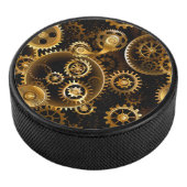 Naadloze Steampunk Brass Gears Hockey Puck (3/4)