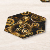Naadloze Steampunk Brass Gears Kartonnen Onderzetters (Schuin)