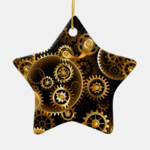 Naadloze Steampunk Brass Gears Keramisch Ornament