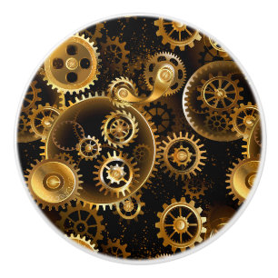 Naadloze Steampunk Brass Gears Keramische Knop