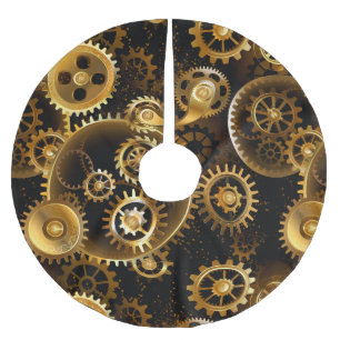Naadloze Steampunk Brass Gears Kerstboom Rok