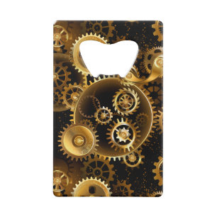 Naadloze Steampunk Brass Gears Kredietkaart Flessenopener