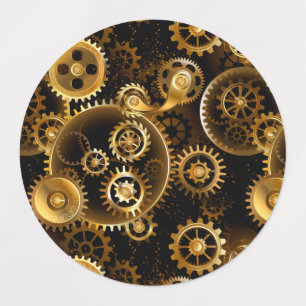 Naadloze Steampunk Brass Gears Labels