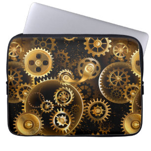Naadloze Steampunk Brass Gears Laptop Sleeve