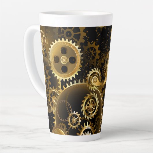 Naadloze Steampunk Brass Gears Latte Mok (Linkerhoek)