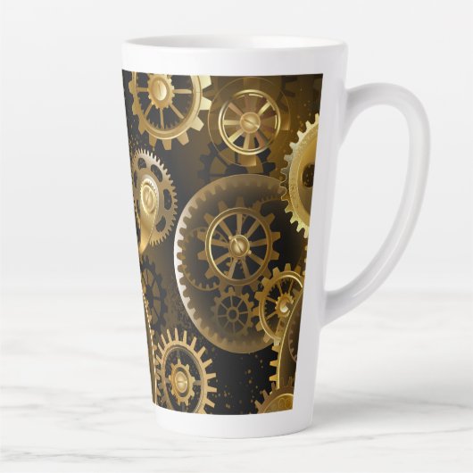 Naadloze Steampunk Brass Gears Latte Mok (Rechts)