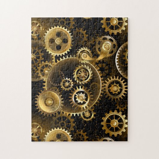 Naadloze Steampunk Brass Gears Legpuzzel (Verticaal)