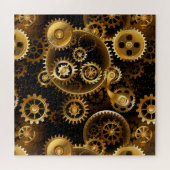 Naadloze Steampunk Brass Gears Legpuzzel (Horizontaal)