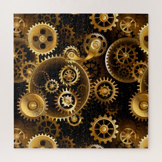 Naadloze Steampunk Brass Gears Legpuzzel (Verticaal)