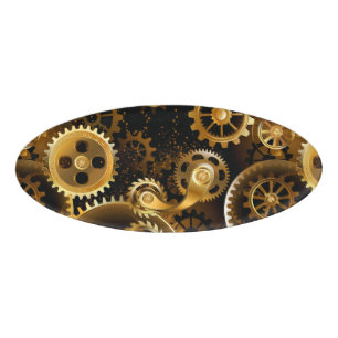 Naadloze Steampunk Brass Gears Naambadge