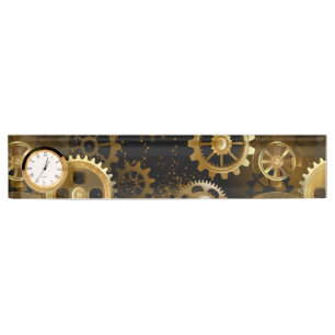 Naadloze Steampunk Brass Gears Naambordje