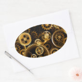 Naadloze Steampunk Brass Gears Ovale Sticker (Envelop)