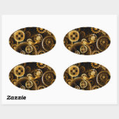Naadloze Steampunk Brass Gears Ovale Sticker (Vel)