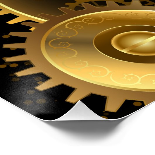 Naadloze Steampunk Brass Gears Perfect Poster (Hoek)