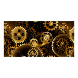 Naadloze Steampunk Brass Gears Perfect Poster