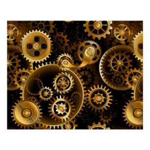 Naadloze Steampunk Brass Gears Perfect Poster