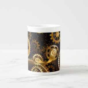 Naadloze Steampunk Brass Gears Porselein Kop