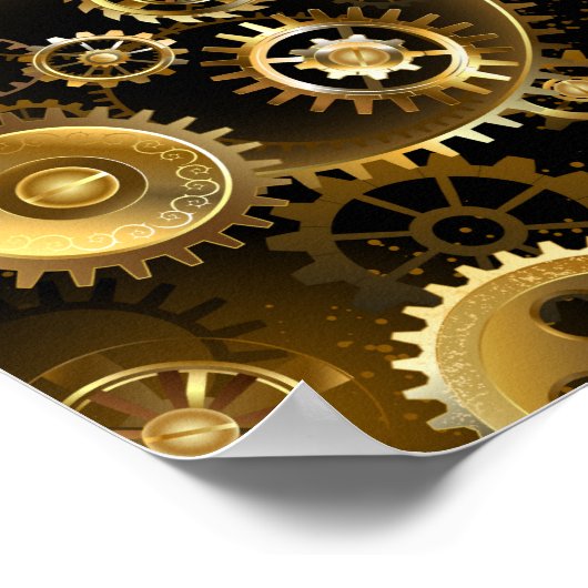Naadloze Steampunk Brass Gears Poster (Hoek)