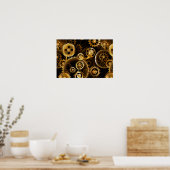 Naadloze Steampunk Brass Gears Poster (Keuken)