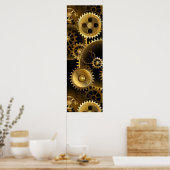 Naadloze Steampunk Brass Gears Poster (Keuken)