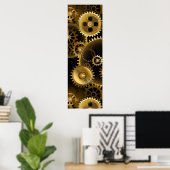 Naadloze Steampunk Brass Gears Poster (Thuiskantoor)