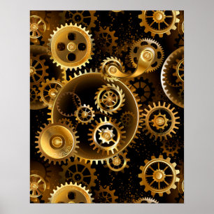Naadloze Steampunk Brass Gears Poster