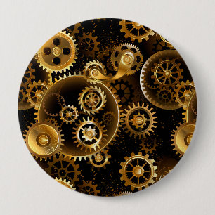 Naadloze Steampunk Brass Gears Ronde Button 4,0 Cm