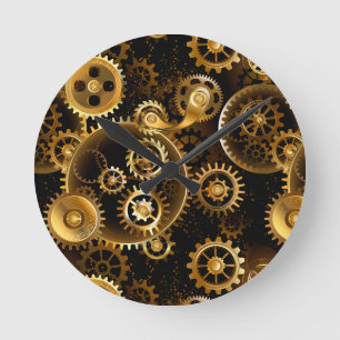 Naadloze Steampunk Brass Gears Ronde Klok