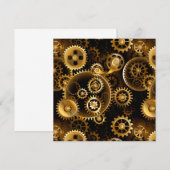 Naadloze Steampunk Brass Gears Save The Date (Voorkant / Achterkant)