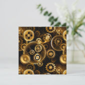 Naadloze Steampunk Brass Gears Save The Date (Staand voorkant)