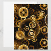Naadloze Steampunk Brass Gears Save The Date (Voorkant / Achterkant)