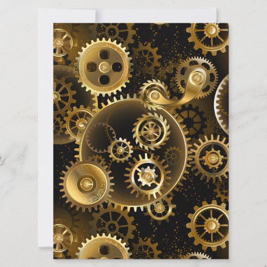 Naadloze Steampunk Brass Gears Save The Date (Voorkant)