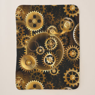 Naadloze Steampunk Brass Gears Sherpa Deken