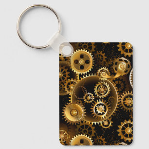 Naadloze Steampunk Brass Gears Sleutelhanger