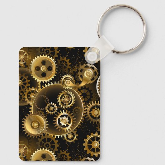 Naadloze Steampunk Brass Gears Sleutelhanger (Achterkant)