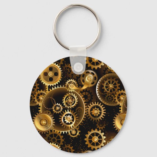 Naadloze Steampunk Brass Gears Sleutelhanger (Achterkant)