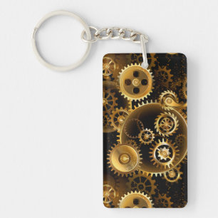 Naadloze Steampunk Brass Gears Sleutelhanger