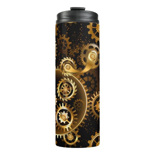 Naadloze Steampunk Brass Gears Thermosbeker (Voorkant)