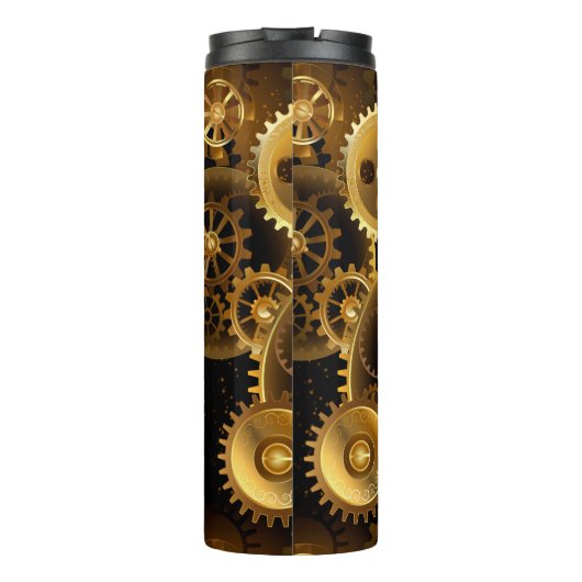 Naadloze Steampunk Brass Gears Thermosbeker (Achterkant)