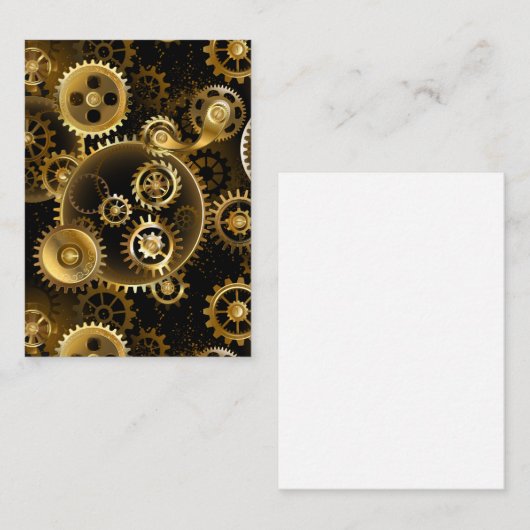 Naadloze Steampunk Brass Gears Visitekaartje (Voorkant / Achterkant)