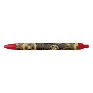 Naadloze Steampunk Brass Gears Zwarte Inkt Pen