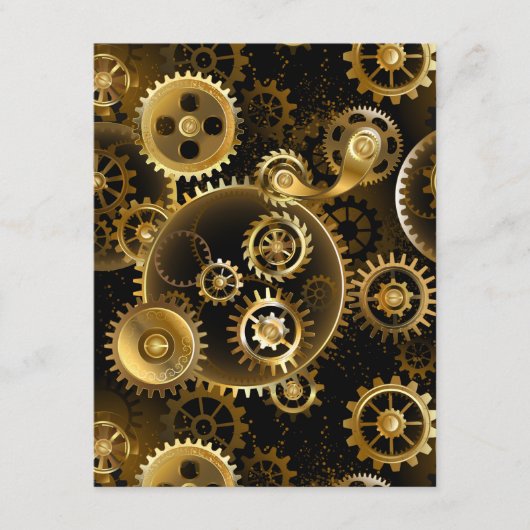 Naadloze Steampunk Messing Tandwielen Advieskaart (Voorkant)