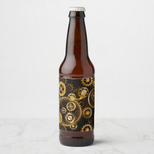 Naadloze Steampunk Messing Tandwielen Bier Etiket