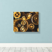 Naadloze Steampunk messing tandwielen Canvas Afdruk (Insitu (Houten vloer))