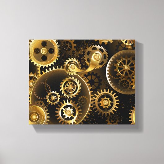 Naadloze Steampunk messing tandwielen Canvas Afdruk (Voorkant)